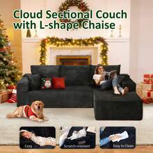 RicenPotato 105'' Plush Cloud Sectional Couch, (Gray)Boneless L Shape Couch With Deep Seat, Sectional Sofa, Living Room Sofa, No Assembly Required, Minimalist Modular Couches Sleeper For BedroomApartment Lounge,Sofa De Sala, Couch, Sofa Cama, Muebles Para Sala, Christmas Decoration, Christmas Decorations For Home, Living Room Set Furniture. - 深灰色 - 查看 2