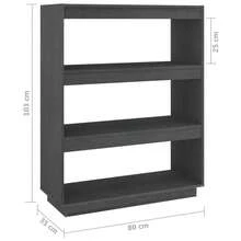 Libreria/divisorio vidaXL grigio 80x35x103 cm in legno massello di pino - Grigio - Visualizzare 8