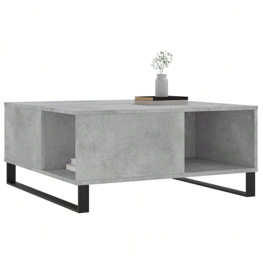 Table basse vidaXL Gris béton 80x80x36,5 cm Matériau à base de bois - Gris - Voir 1