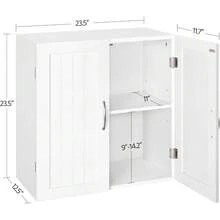 Bathroom Wall Cabinet, Kitchen Storage Cupboard Cabinet With 2 Doors, Wall Mount Storage Cabinet For Bathroom, Kitchen, Living Room, White - 2門 - 查看 3