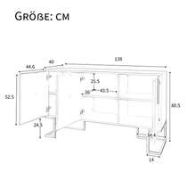 Modern 3-Door Sideboard With Adjustable Shelves, U-Shaped Cabinet Doors, Metal Handles And Base For Dining Room And Kitchen (Navy Blue) - 藏蓝色 - 查看 5