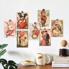 20 tấm bưu thiếp Valentine phong cách retro, hình ảnh cặp đôi thập niên 90, thiết kế thỏ và trái tim, tranh minh họa pin-up cổ điển, tranh trang trí sưu tầm dùng cho sổ lưu niệm & thủ công, thiệp chúc mừng, trang trí tường, bưu thiếp Valentine. - Nhiều màu - Xem 5