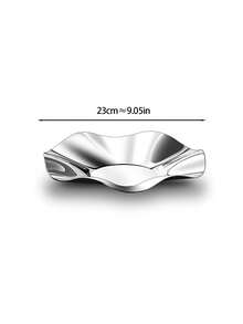 1pc Premium Stainless Steel Fruit Tray, Lotus Leaf Shaped Snack Plate, Multipurpose Dessert Platter For Living Room, Dining Room, Bakery, Wedding, Party - Silver - View 13