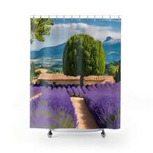 Lavender Field (A) Shower Curtain. Lavender Bathroom Decor Lavender Shower Decoration, Purple Floral Print. With Hooks (8-10pcs), Washable, Multiple Sizes 120x180/150x180/180x180 - A - View 2