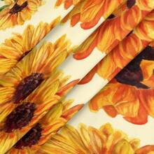 Flower Sunflower Round Tablecloth With Elastic Floral Fitted Round Table Cover Wipeable Circle Outdoor Table Cloths For Parties Dining Kitchen Decor Tablecloth Fit For 40\-44\ Tables,42inch(Round),E:Sunflower - E:sunflower - View 5