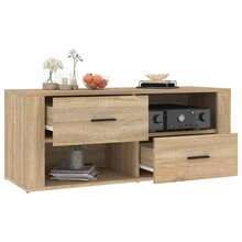 Larryhot Mueble para TV madera contrachapada color roble 100x35x40 cm, Robusto y duradero, fácil de montar, una opción ideal para la decoración del hogar - Marrón - Ver 4