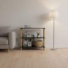 Ecommerc3 MOBLEKIT | Auxiliary Shelves In Wood, Metal And Bamboo With Screwless Assembly, Multifunctional Furniture With Different Levels For Storage, Books, Shoes And Home Decoration - Negro - 80x35x75 cm - View 8