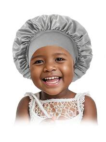 Customized Text Children's Satin Sleep Cap, Solid Color Wide Brim Elastic Mock Silk Round Hat, Hair Care Cap, Baby Cute Candy Color Versatile Children Headscarf Hat. - Multicolor - View 21