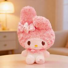 Miniso 1 búp bê nhồi bông Rose Jujube, chất liệu nhung xoăn màu hồng, viền ren, nơ hoa hồng 3D, tư thế ngồi, trang trí phòng ngủ. - Nhiều màu - Xem 1