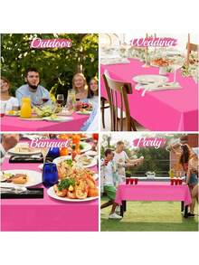 6件套一次性派对桌布，防水PE塑料布，生日甜点桌布，纯色，适用于户外婚礼、万圣节派对、圣诞派对、生日宴会、露营、圣诞节等场合。