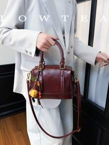 low tea 1 szt. Torebka z niskoprofilowej, jednokolorowej skóry PU, damska torba do gry w kręgle w stylu retro, z podwójnym uchwytem u góry, zapięciem na zamek błyskawiczny, odpinanym i regulowanym paskiem na ramię, odpowiednia do podróży, na zakupy, randki, jako prezent dla kobiet, idealna do dojazdów do pracy, na zewnątrz, w podróży, na piesze wędrówki (z zawieszką)