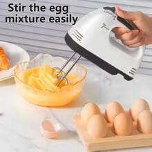 1PSC Home White Handheld Egg Beater, Electric Mini Mixer, Baking Cream Whipper, Kitchen Cake Batter Mixer, Electric Multi-Speed Mixer, Suitable For Dormitory Use.Home-Use Dual-Head Rechargeable Egg Beater With Four Replaceable Heads, Easy To Operate.Valentine's Day Home Small Appliance Set - A Romantic Gift - Xem 8