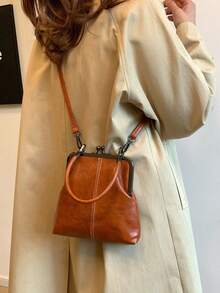 2026 New Fashion Retro PU Material Handbag, Detachable Women's Shoulder Bag With Button Closure Wallet. - màu nâu - Xem 9