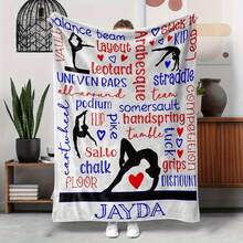 1pc Gymnastics-Themed Custom Blanket Suitable For Gymnasts - Soft Flannel Bedspread With Gymnast Motifs, Machine Washable Gift For Gymnastics Lovers, All-Season Cozy Throw For &Pop  Gift (Multiple Sizes Available) Nordic Style Acrylic Rectangular Office Nap Sofa Blanket, Air Conditioning Blanket, Knitted Small Blanket, Shawl Cover Blanket, Bed End Blanket Soft & ,Skin-Friendly Multi-Size Versatile Blanket ,Lettering Numbers Doodle Christmas Blanket,Chicken PrintingPerfect Christmas, Halloween, Birthday Gift For Home Decor,Uplifting Gift For Friends, Family, Happy Valentine's Day,Happy New Year. - Nhiều màu - Xem 3