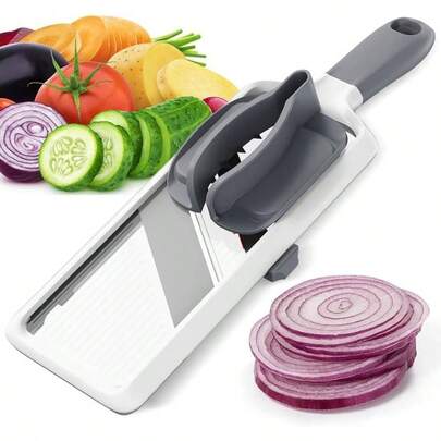 Cortador de Verduras para cocina, Cortadora Mandolina de mano con 3 ajustes grosor, Cuchillas acero inoxidable, Antideslizante, fcil de usar y limpiar, para frutas, verduras, ensaladas