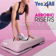 R-Yes4All Banco Step para Eercicio Banco para  Eercicio de 110 de Longitud con 2 Elevadores Austab Incluidos 136Kg de Capacidad Concebido para Step Eercicios - ElevadordeescalnRosapastelUnPar - Ver 4
