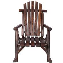 Large Wooden Porch Rocking Chair With Wide Seat And High Back, Soft High-Back Rocking Chairs For Outdoor And Indoor Use, Light Gray Color AWGT - Brown + Wood - View 2