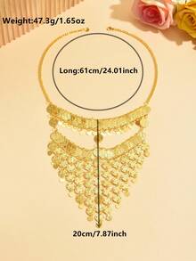 1pc Luxury Arabic Bride Gold-Plated Face Veil Chain With Text & Heart Pattern, Bridal Veil Accessory For Algerian Women - One Size - View 7