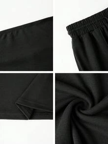 Bộ đồ mùa thu Vaiaye 2 món, áo crop top cúp ngực gợi cảm ôm sát và áo quây yoga màu trơn co giãn ôm sát, cùng quần dài màu đen thanh lịch dành cho mùa xuân/hè. - màu đen - Xem 10