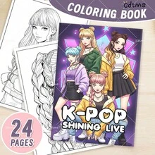 GDTME K-POP SHINING LIVE：成人涂色书，趣味图案，可爱绘画书，情人节、圣诞派对、万圣节和生日的完美礼物 - K-POP 人物涂色，缓解压力：适合涂色爱好者和返校季（温馨空间涂色） - K-POP - 查看 12