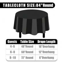 FULDGAENR 3 Packs Black Plastic Round Table Cloth, Disposable Black Tablecloths Plastic 84 Inch Size For Round Table Indoor/Outdoor Parties Birthdays Weddings Anniversary - 3 Packs,3384inchRound - 3384英吋圓形 - 查看 3