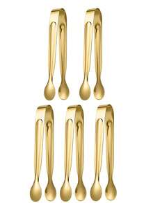1/3/5/10Pcs Gold Stainless Steel Tongs Small Serving Tongs For Sugar Cubes, Ice Cubes, Mini Fruits, Candies, Suitable For Kitchen, Restaurant, Cafe, Afternoon Tea, Dessert, Party, Birthday Decoration, For Outdoor, Camping - Gold - View 7