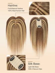 #4/27 5x9cm Hair Topper 2 Clips With Invisible Lace Human Hair Hair Toppers For Women Natural Włosy For Thin Hair One Piece Toppers 5x9cm Base - SP4/27 - View 4