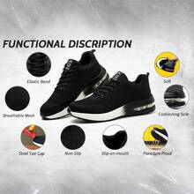 Steel Toe Black White Safety Shoes For Men Women ,Comfortable Breathable Work White Black Shoes Men ,Lightweight Steel Toe Shoes Women ,Construction Working Boots,Non Slip Work Shoes.Puncture Proof Tread Sneakers.Puncture-Proof & Smash-Resistant Breathable And Comfortable Work Shoes Fashionable All-Season Shoes For Warehouse, Outdoor, Restaurant, Delivery & Training Use Breathable, Soft, (Women Please Order 1.5 Size Smaller) - 白色 - 查看 6