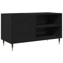 Meuble à disques vidaXL aspect chêne noir 85 x 38 x 48 cm - Noir - Voir 3