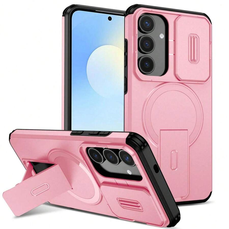 军规级防护手机壳，兼容三星 Galaxy S25 FE，内置支架，磁吸式设计，防震，支持无线充电，适用于 S25、S24、S22、S23、A16、A36、A26、A17、A55、A35、A15、A13 4G/5G 机型，男女皆宜的精美礼物