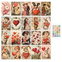 20 tấm bưu thiếp Valentine phong cách retro, hình ảnh cặp đôi thập niên 90, thiết kế thỏ và trái tim, tranh minh họa pin-up cổ điển, tranh trang trí sưu tầm dùng cho sổ lưu niệm & thủ công, thiệp chúc mừng, trang trí tường, bưu thiếp Valentine. - Nhiều màu - Xem 2