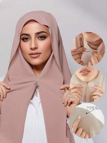 FADZOYLE 1 Bộ Khăn Hijab Chiffon Màu Trơn Có Nam Châm Và Lớp Lót, Khăn Trùm Cầu Nguyện Hồi Giáo Kín đáo, Lớp Lót Co Giãn, Tiện Lợi Và Sử Dụng Hàng Ngày, Phụ Kiện Áo Abaya Dài - Nhiều màu - Xem 13