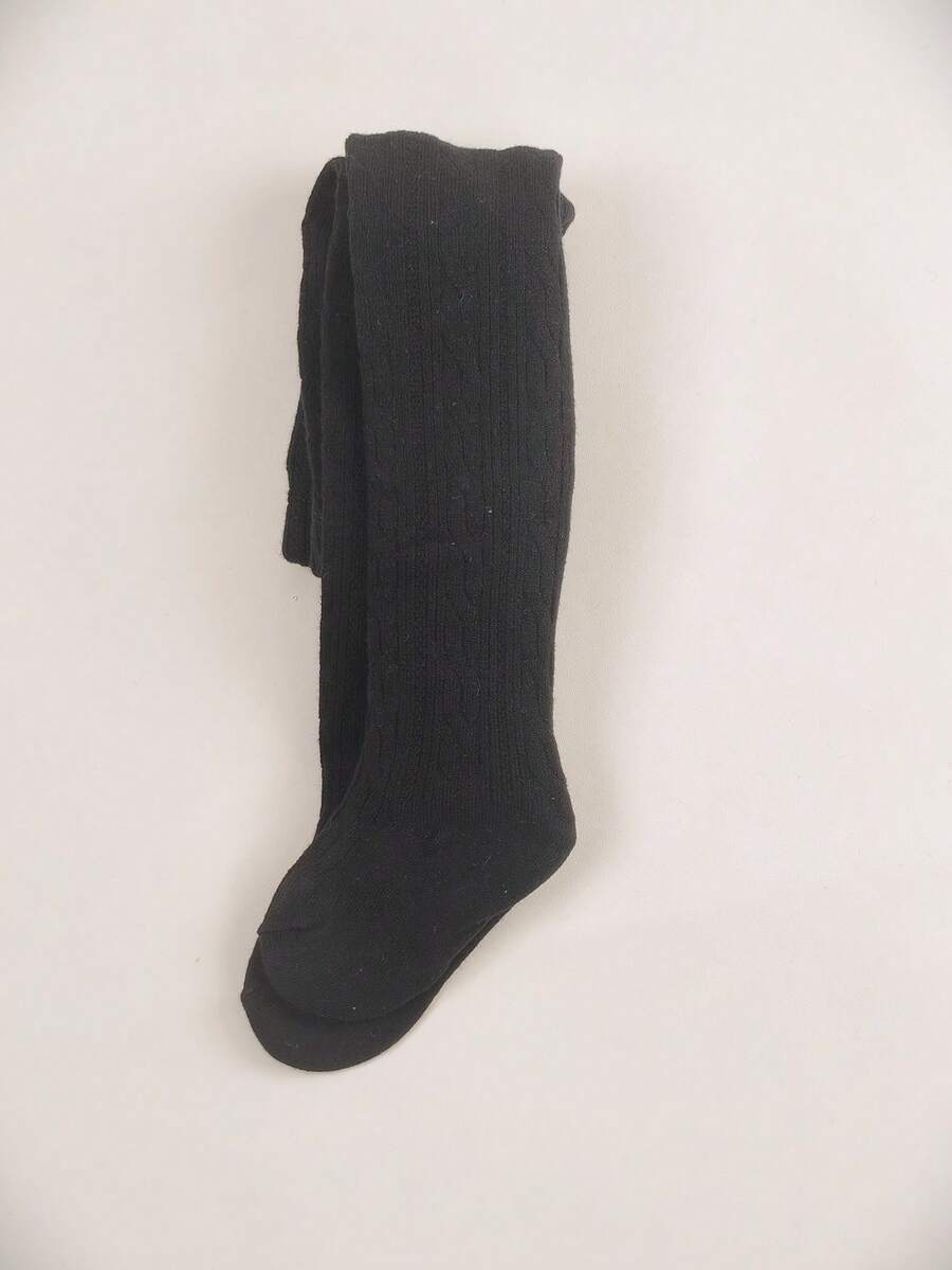 1pc Children Velvet Tights, Baby Girl Warm Thick Pantyhose, Winter,Black - Black - View 1