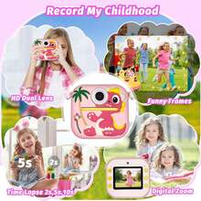 Kids Instant Print Camera, Dinosaur Pattern, 2.4" Screen, Support Storage Card, Instant Print Toy, Perfect Birthday And Christmas Gift For Children Aged 3-12 - Multicolor - View 6