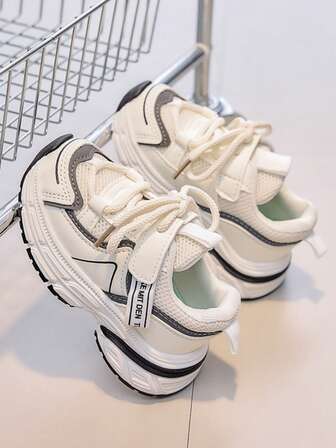 รองเท้าผ้าใบเด็ก 1 คู่, ฤดูใบไม้ร่วง/ฤดูหนาว ตาข่ายระบายอากาศ พื้นนุ่ม กันลื่น รองเท้าลำลอง, เหมาะสำหรับเด็กชายและเด็กหญิง, รองเท้ากีฬา, เหมาะสำหรับทุกฤดูกาลและงานปาร์ตี้