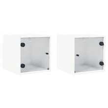 Comodini vidaXL con ante in vetro, 2 pezzi, bianchi, 35x37x35 cm - Bianco - Visualizzare 2