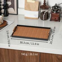 Bandeja de cuero metálico de lujo con asa - Organizador de almacenamiento de uso múltiple para tazas de café, joyas, llaves, gafas, cosméticos y talla grande | Bandejas decorativas rectangulares, cuadradas y ovaladas en beige y marrón | Ideal para el hogar, la cafetería, fiestas y regalos - Multicolor - Ver 12