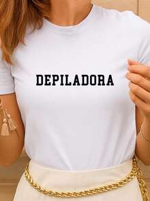 Blusa Feminina Baby Look Depiladora Profissão 100% Algodão Confortável - Branco - Visão 1