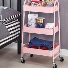 1pc A-Shaped Carbon Steel Small Utility Cart Multi-Tier Rolling Storage Rack For Kitchen Bathroom Space Saver Organizer With Finish Easy-Glide Mobility Lightweight Yet Sturdy Home Storage Trolley For Pantry Laundry Room And Essentials, Modern Compact Cart For Countertop And Under-Sink Use, Versatile Utility Stand For Kitchen Gadgets, Cleaning Supplies, And Personal Care Products, Clean Minimal Design For Contemporary Home Organization - Multicolor - View 4