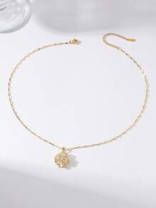 1 chiếc vòng cổ giảm căng thẳng xoay được tinh tế, thiết kế hình cỏ bốn lá đính pha lê bằng thép không gỉ, thích hợp cho phụ nữ đeo hàng ngày và làm quà tặng ngày Valentine. - Vàng - Xem 3