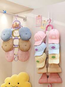 1pc Plastic Hat Rack Hat Storage, Circular Scarf Rack Hat Organizer With Clips Suitable Baseball Cap Hooks/Children's Room Storage Rack - Multicolor - View 9