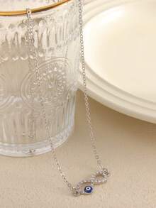 1pc Women's Demon Eye & Infinity Symbol Pendant Necklace - Suitable For Daily Commute, Coffee Dates, And Casual Outings - Silver - View 5