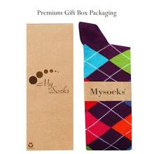 Mysocks Unisex Knee High Long Socks Argyle,8-11,MultiPurple - Ungu Ganda - View 6