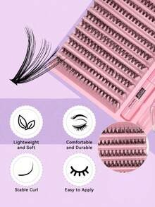 200pcs DIY Eyelash Extension Kit, Individual Lash Clusters, D-Curl, 9-16mm Mixed Lash Clusters, Includes Lash Glue, Sealant, Tweezers And Eyelash Extension Tools, Convenient For At-Home Lash Extension - Multicolor - View 2