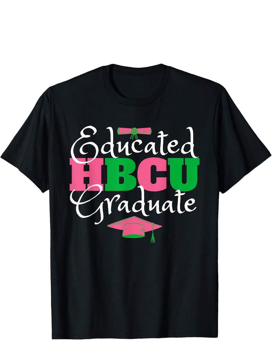 Camiseta negra de cuello redondo de manga corta casual de% algodón para hombres. Camiseta estampada con patrón de de moda urbana americana. Ropa de fitness deportiva para hombres al aire libre de verano - Negro - Ver 1