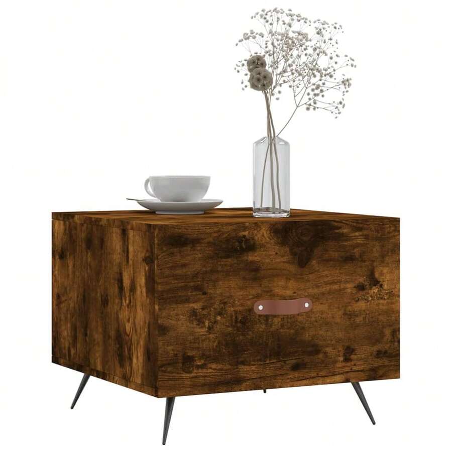 Tavolino da caffè vidaXL in rovere affumicato, 50x50x40 cm, in legno composito. - Castano - Visualizzare 1