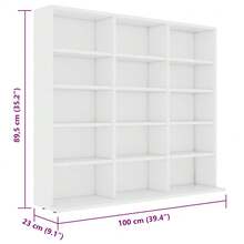 Suporte para CDs vidaXL, branco, 100x23x89,5 cm, material à base de madeira - Branco - Ver 6