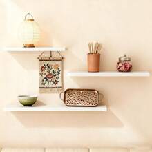 1pc Rectangular Wall Shelf, Partition Board, Suitable For TV Box, Cabinet, Spacious Storage, Fresh Chinese Style, Pure White, Simple And Flat, Decorate And Store Tableware, Suitable For Living Room/Dining Room Wall Decor (Includes Accessories) - White - View 6