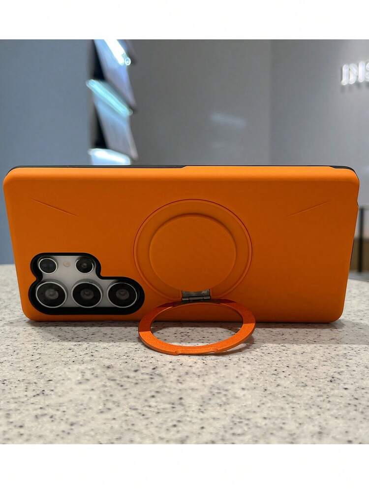 360° Magnetic Bracket Phone Case, Compatible With Samsung Galaxy S26 Ultra, S25 Ultra, S24 Ultra, S23, S22 Ultra, Shock-Proof Protective Cover - Orange - View 2