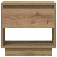 Table de chevet vidaXL, chêne massif, fabrication artisanale, 45 x 34 x 44 cm, bois d'ingénierie - Tabac - Voir 6